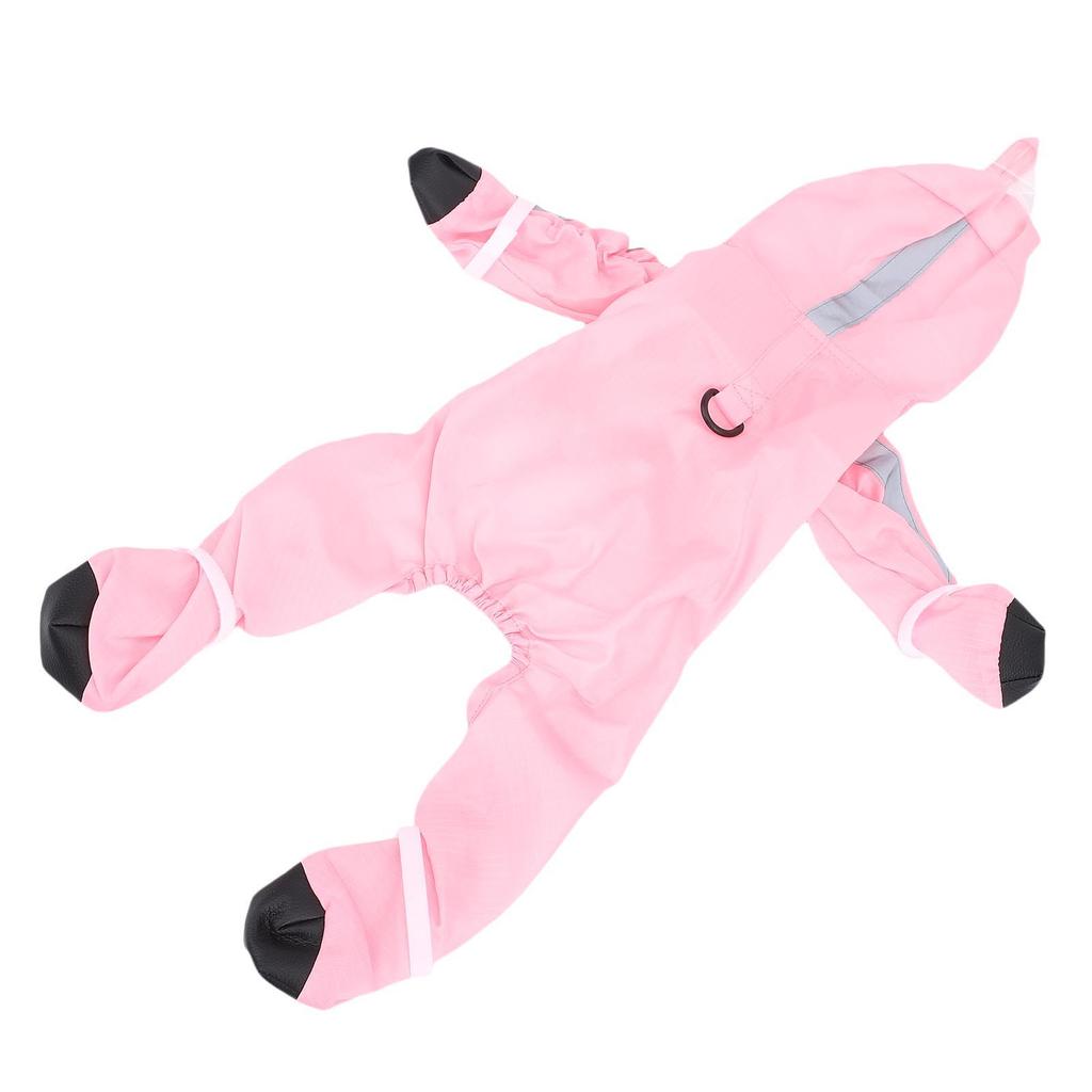 Dog Raincoat with Boots Leash Hole 4 Legged Lightweight Water Proof Dog Rain Jacket Pink M