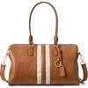 BOSTANTEN Large Women's Satchel Handbag, Color-block Striped Boston Bag