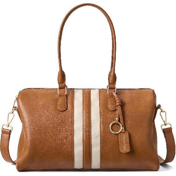 BOSTANTEN Large Women's Satchel Handbag, Color-block Striped Boston Bag