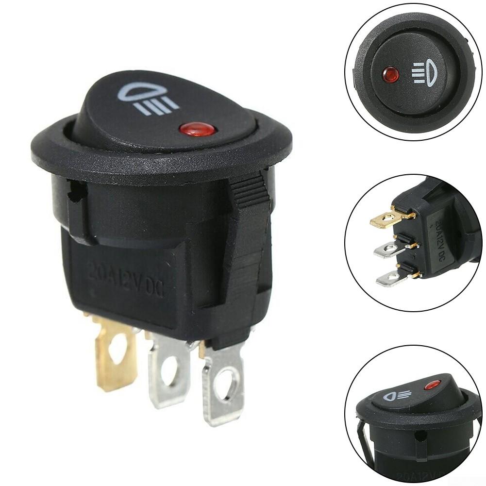 Černočervený DC 12V 20A kulatý vypínač 12V červená LED 23mm