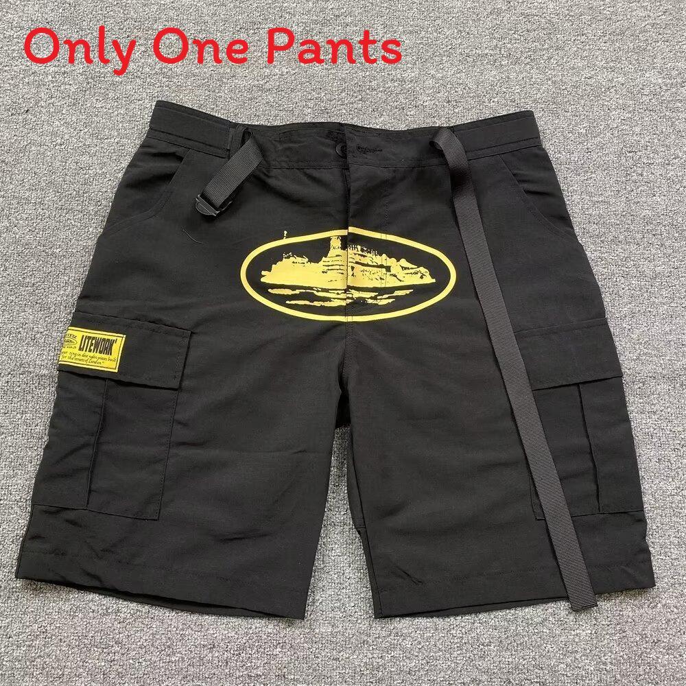 NovaGlade Amerikaanse Retro Cargo Shorts Voor Mannen Zomer Casual Streetwear Met Meerdere Zakken Voor Tiener Mode Black Yellow