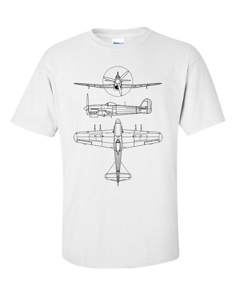 Hawker Typhoon Fighter Aircraft Technical Drawing Blueprint RAF WW2 TShirt 2XL