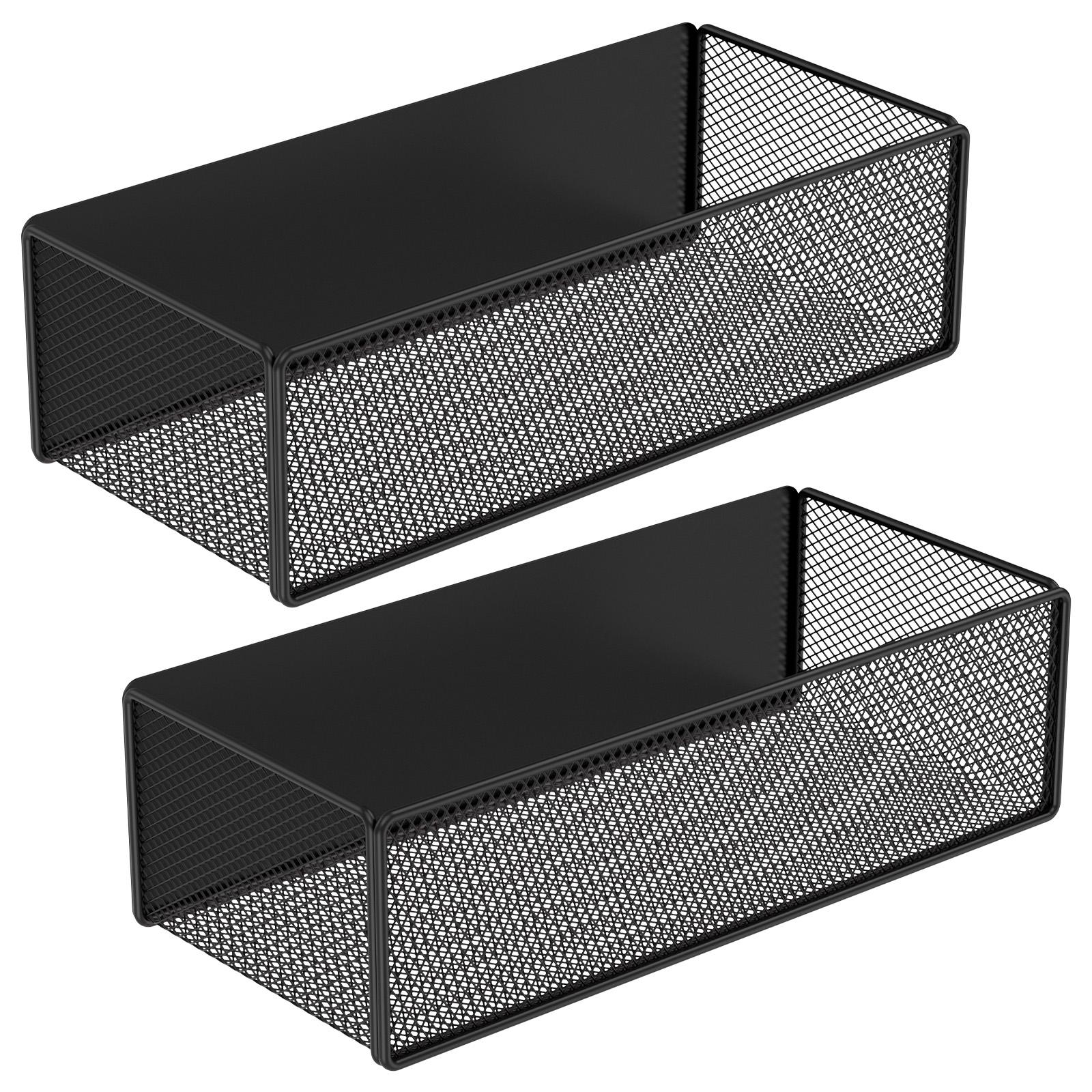 

2Pcs Magnetic Baskets Space Saving Magnetic Storage Bins Metal Mesh Fridge Side Organizers for Fridge Whiteboard Laundry Kitchen чёрный