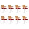 Garden Chairs Set of 8 with Cushions Solid Acacia Wood