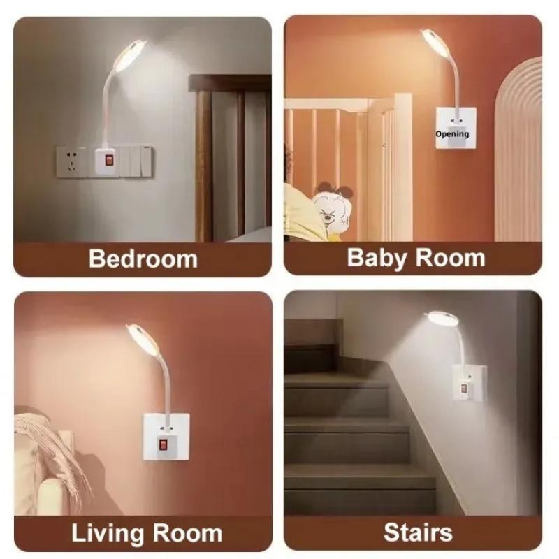 Desk Lamp Led Nightlight Plug In Flexible Study Reading Lights With Switch Rechargeable Reading Led Night Light