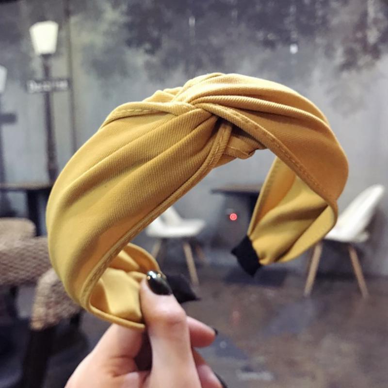 

Модная повязка-твист на голову, аксессуары для волос, обруч, тканевая 1 шт. НОВЫЙ бант женский узел перекрещенный однотонная повязка на голову резинка для волос простой обруч для волос 1