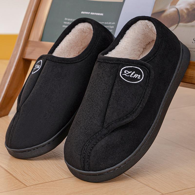 Winter cotton shoes home indoor warm plush thickened fluffy slippers Velcro casual cotton boots