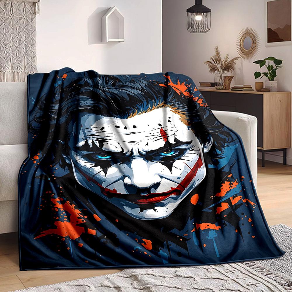 1pc Joker Flannel Throw Blanket - HD Printed Lightweight Soft Warm All-Season Blanket for Sofa, Bed, Travel, Camping 106