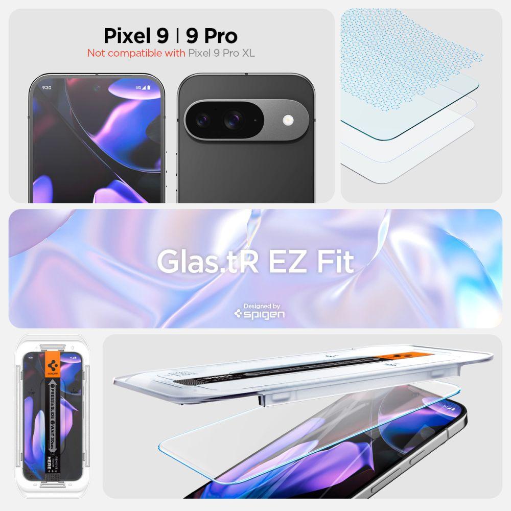 Spigen Glas.tR EZ Fit Tempered Glass Screen Protector with Applicator for Google Pixel 9/9 Pro (2-Pack)
