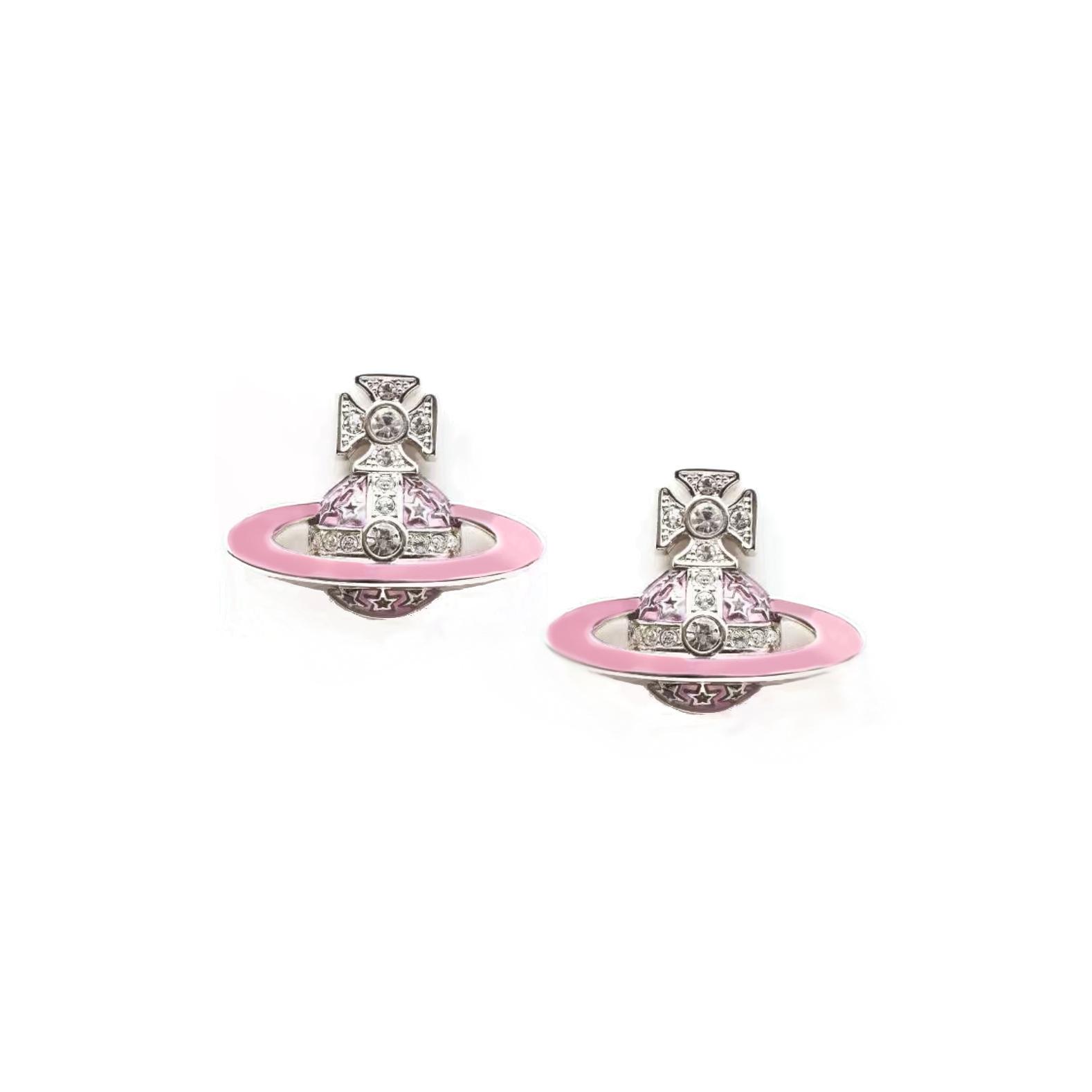 

Vivienne Westwood Roxanne Porcelain Glaze Vintage Silver Saturn Crystal Earrings Women earrings 6201032Q02P309P309 Box