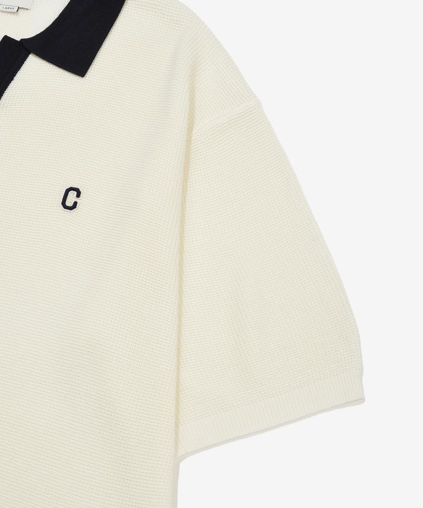 COVERNAT Open Collar Half Knit Ivory