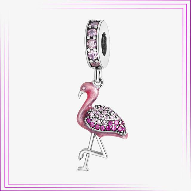 925 Sterling Sølv Hjerte Blomst Luftballong Flamingo Rosa Sjarm Plata De Ley Bil Katt Perle DIY For Originalt Armbånd Smykker