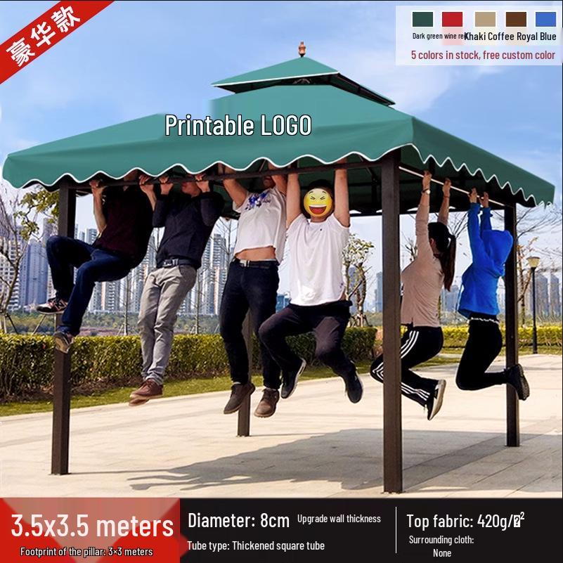 Wrought Iron Outdoor Gazebo Pavilion Canopy for Courtyard, Balcony & Rooftop Garden – Sunshade & Rain Shelter