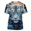 3D Tiger Pattern Printed Fashion T-shirt Tiger Element Printed Summer New Men's Personalized Cool Top Men's Fun T-shirt