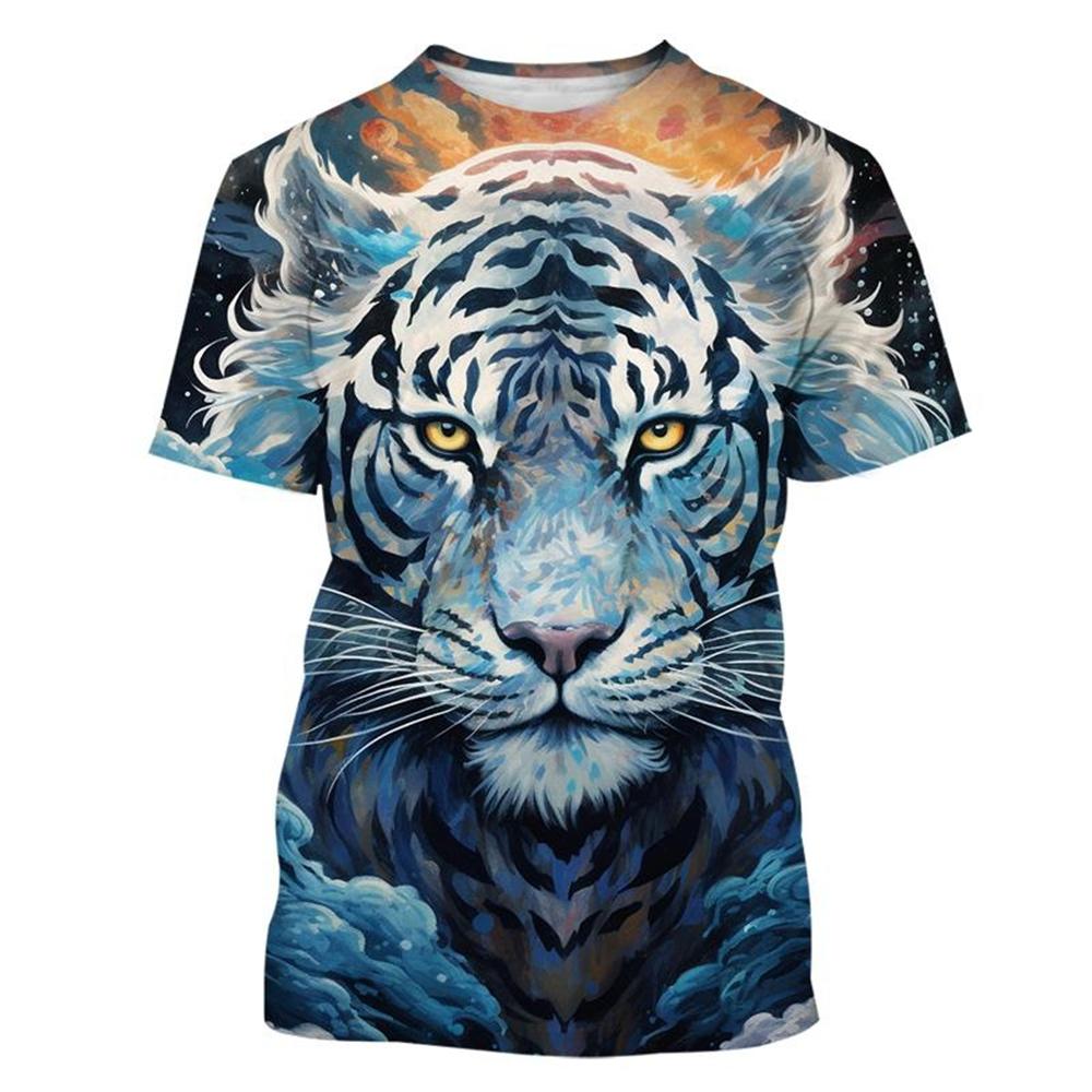 3D Tiger Pattern Printed Fashion T-shirt Tiger Element Printed Summer New Men's Personalized Cool Top Men's Fun T-shirt
