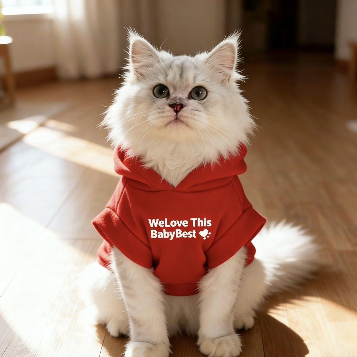 

Velvet-Lined Hooded Kitten Sweatshirt for Fall/Winter - Anti-Shedding S (2-4 lbs)
