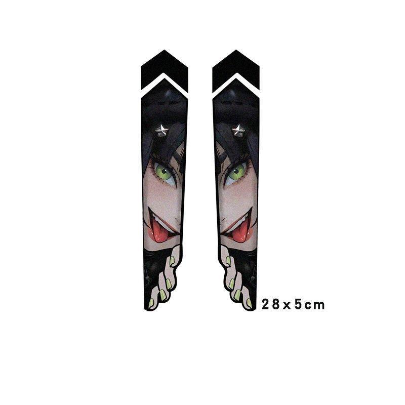 1 Paar Wasserdichte Dekoration Für Motorrad Gabelaufhängung Langlebige Vinyl-Aufkleber Peekendes Anime-Mädchen Motorrad-Aufkleber