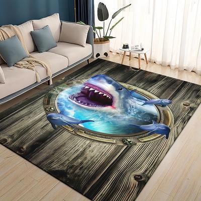 2025 New 3D Illusion Pattern Hallucination Underwater Dino Carpet Rug for Living Room Bedroom Home Sofa,kids Non-slip Floor Mat