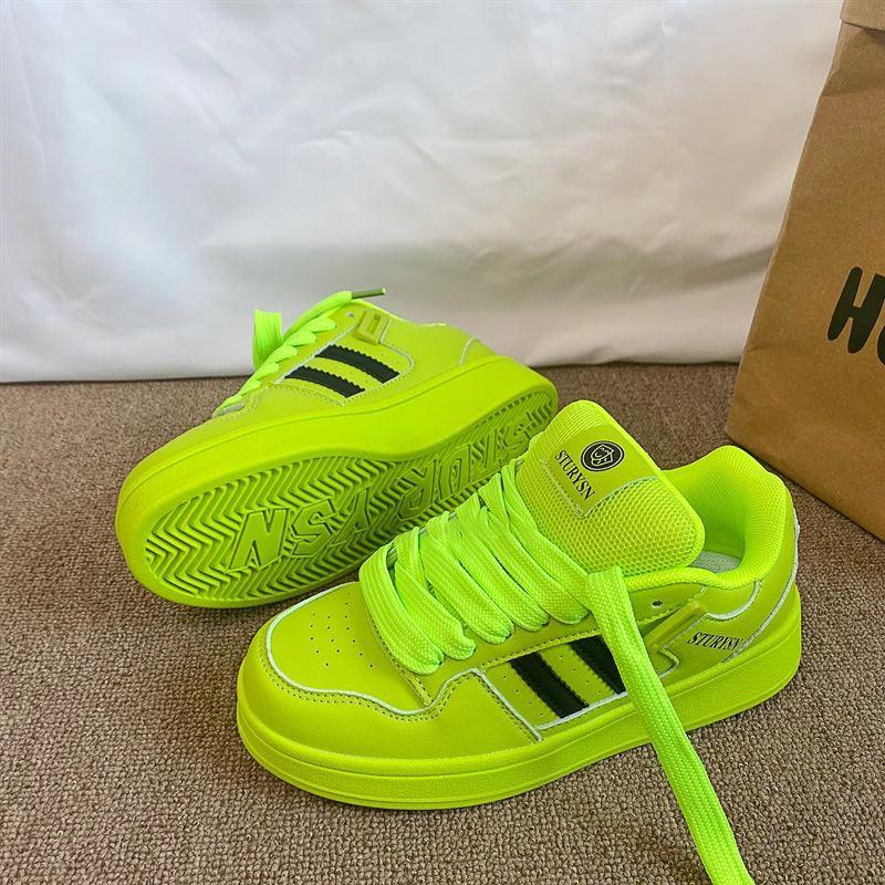 Original Niche Fluorescent Green Bread Shoes Women's Ins Tide 2025 Summer New Versatile Student Leisure Sports Board Shoes