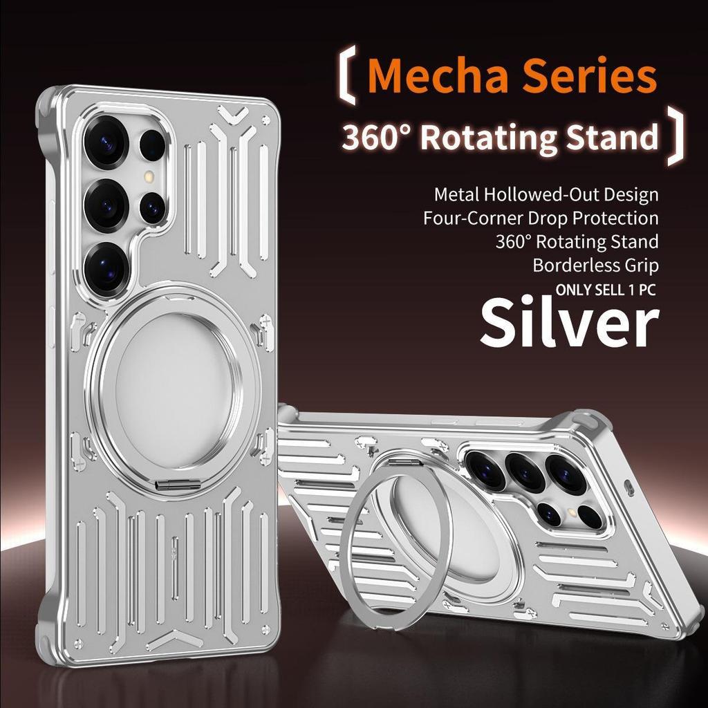 For Samsung Galaxy S25 S24 S26 Ultra Metal Aluminum Alloy Magnetic 360° Bracket Case Quick Cooling Heat Dissipation Cover.
