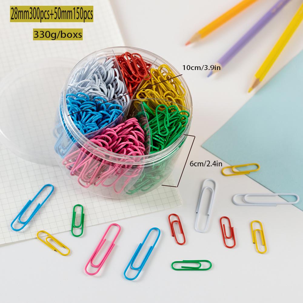 Colorful Large Paperclips & Binder Clips: Nickel-Plated Silver Office Stationery for Bookmarks and Test Papers.