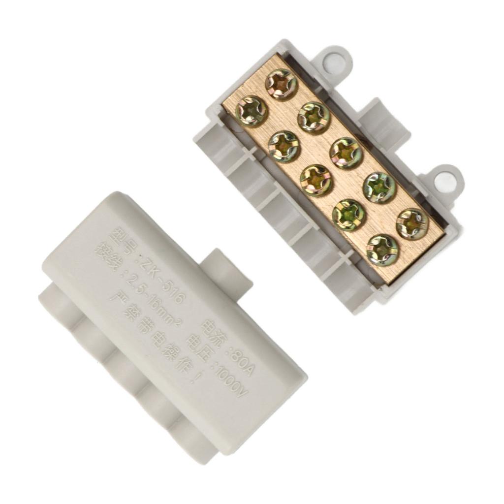 Splitter Wire Connector 1 in 4 Out High Power Brass Conductor Quick Wiring Terminal Block 80A 1000V 4pcs