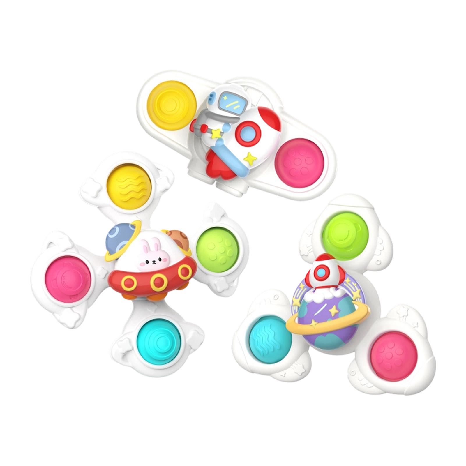 

3 Piece Suction Cup Spinner Toy Set with Rotating Fidget Bracelet for Toddlers Sensory and Interactive Play Activities One Size