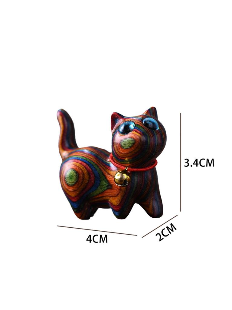 Mini Natural Wood Cat Dog Miniatures Hand-Carved Wooden Puppy Kitty Figures Room Decor Home Decoration Accessories