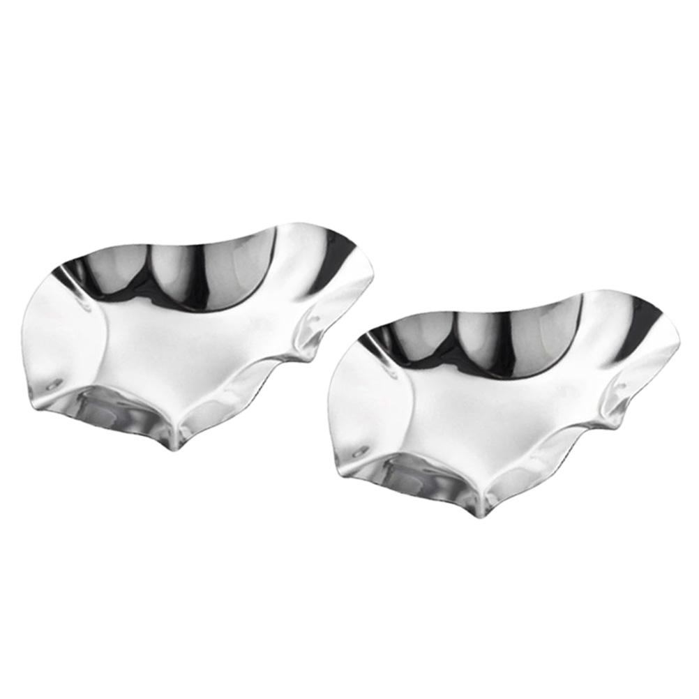 Oyster Dish Unique Sauce Dishes Stainless Steel Shells Dipping Bowls Reusable Seasoning Trays Food Serving Dinner Plate
