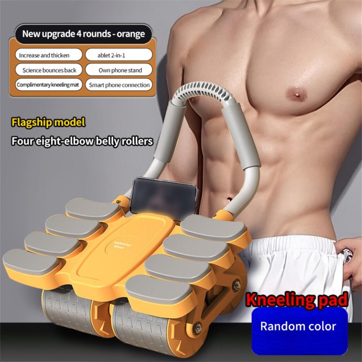 Four-Wheel Abdominal Workout Roller 6/8 Elbow Support Anti-Slip Core Strengthening Trainer Automatic Rebound Effective B-8 Elbow Support
