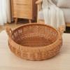 Handmade Round Rattan Storage Tray Large Capacity Dry Fruit Storage Tray  Bedroom