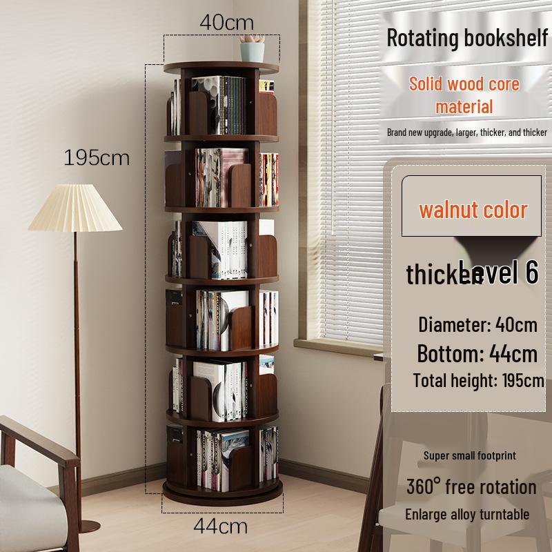 Solid Wood Rotating Bookshelf and Toy Storage for Kids
