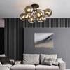 Industrial Retro LED Ceiling Lights Transparent Smoke Grey Glass Lampshade Design Black Gold Bedroom Decor Chandelier Light