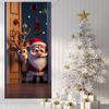 Cartoon Santa Elk Linings For Christmas Doors Kids Room Door Cover Banner Indoor Outdoor Porch Large Decoration New Year Decors