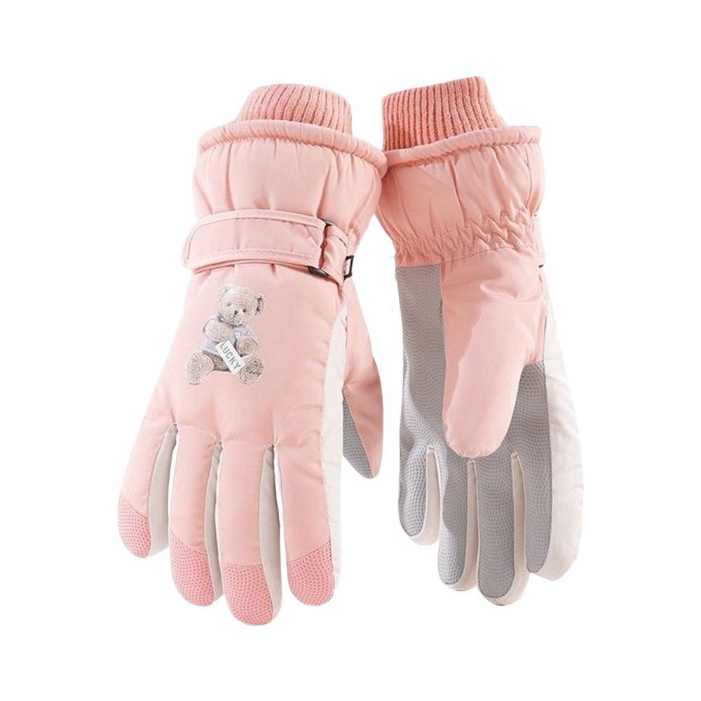 Warm Winter Skiing Gloves Touch Screen Snowboard Gloves Thickened Thermal Gloves for Women розовый