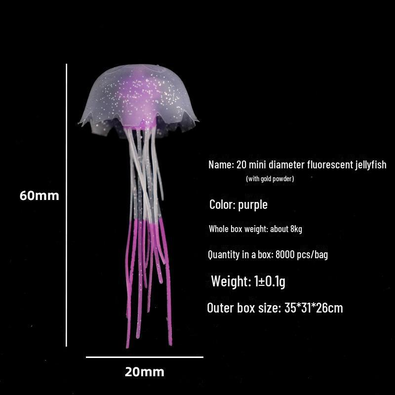 Mini Luminous Silicone Jellyfish for Aquarium Decoration