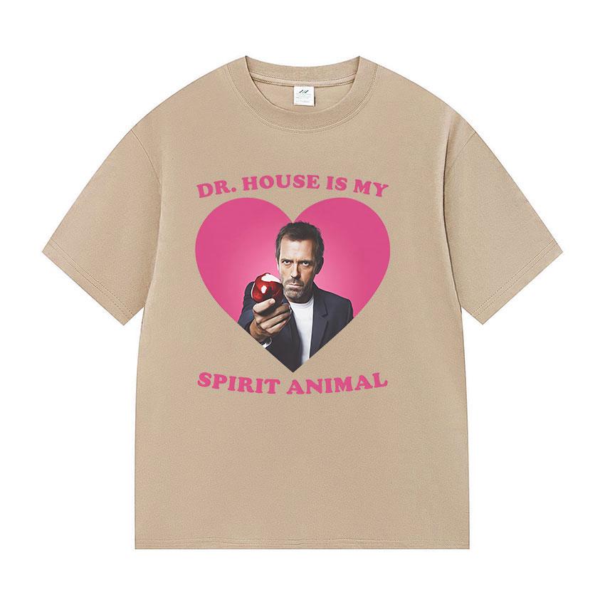 Funny Dr House Is My Spirit Animal Meme Graphic T Shirts Unisex Women Fashion High Quality Oversized Cotton Tshirt Tops Fans Gift