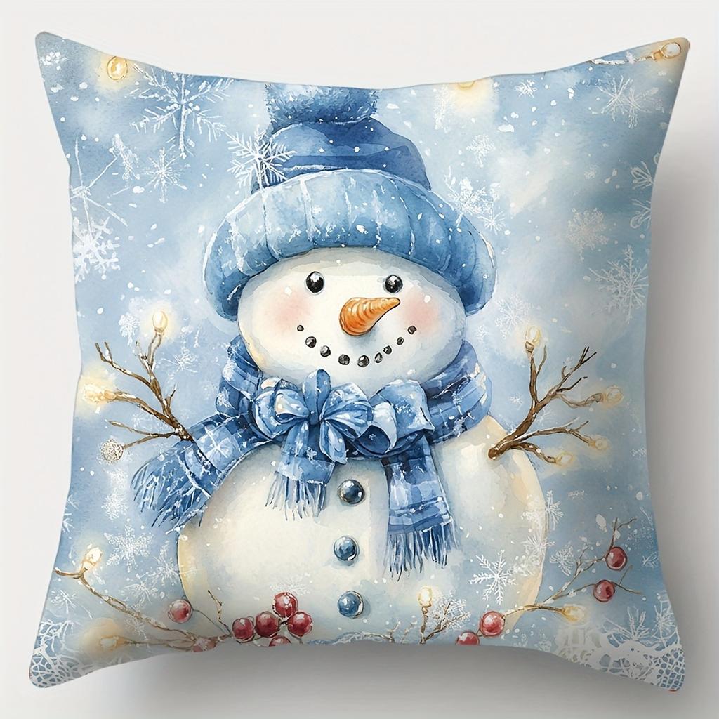 Christmas Decoration Pillowcase Cute Santa Claus Snowman Pillow Cover Suitable for Home Room Sofa Cushion Cover Friend Gift