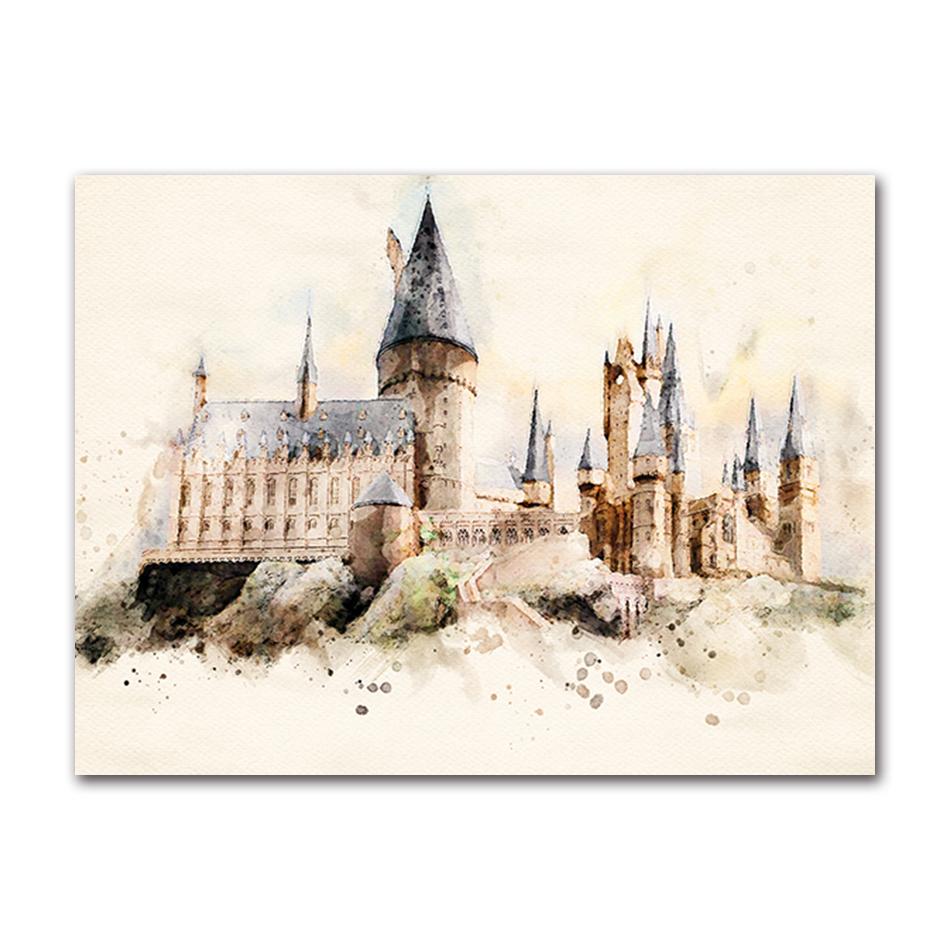 Magic Wand Wizard Shop Watercolor Posters Large Hall Painting Canvas Wizarding Weasley Wall Pictures Children Bedroom