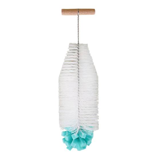 

Щетка для бутылок с бамбуковой ручкой, жесткая щетина из пищевого нейлона, глубокая щетка для чистки стеклянных бутылок, чашек, чайников зелёный