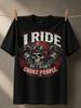 Biker With I Ride So I Dot Choke People Text Red Crossed Pistons Flames And Distressed Unisex All Unisex All Tshirt