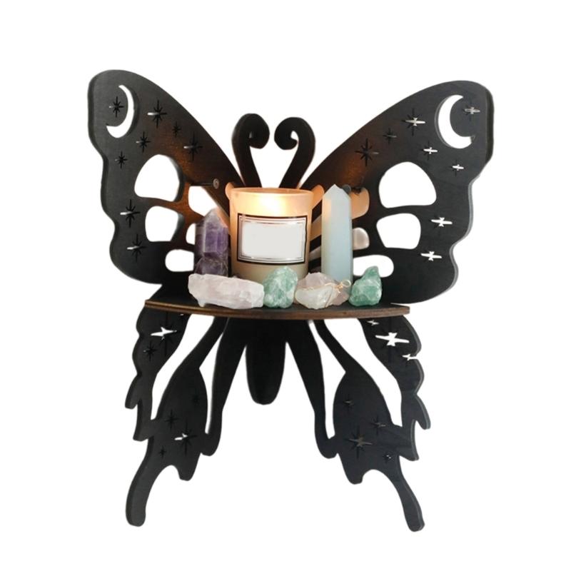 Butterfly Shaped Decorative Stand Fashionable Wall Shelf with Large Capacity Wood Jewelry and Perfumes Storage Rack
