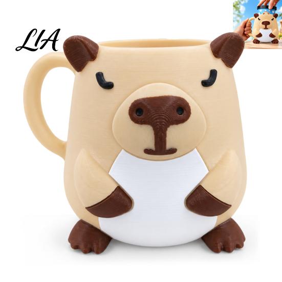 Animal Shaped Cup Holder Ice Cream Pint Holder, 3D Printed Standard with Handle, Keeps Hands Warm, Leak-Proof Container Decorative