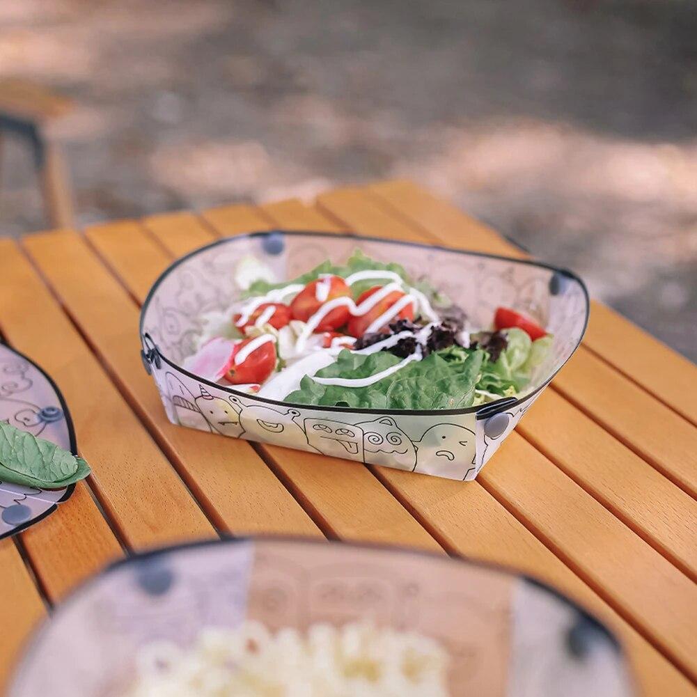 1pcs Outdoor Foldable Bowl Protable Transparent Tableware Heatproof Plate With Snap Food-Grade Cup Coffee Filter Funnel