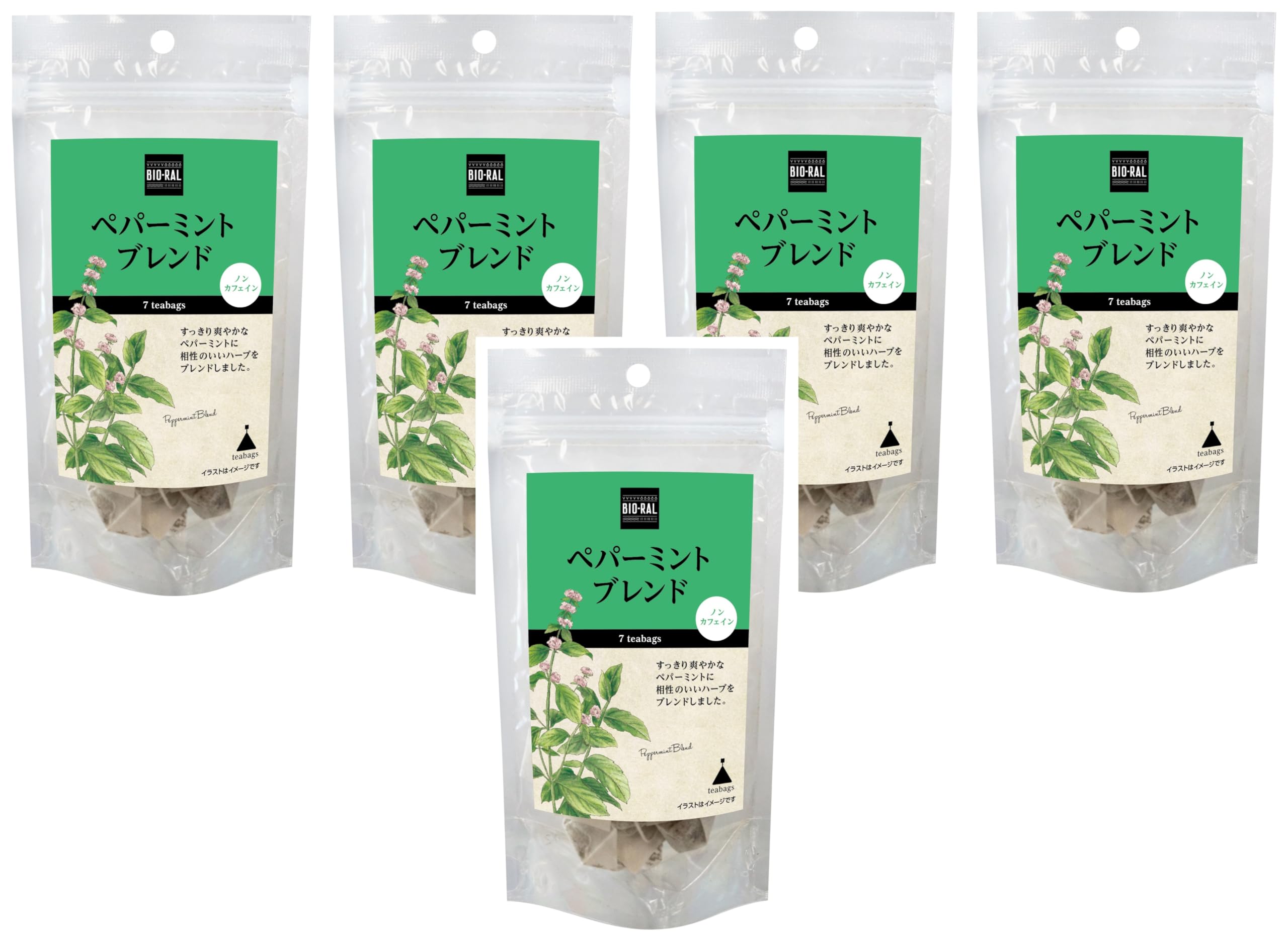 Bioral Herbal Tea Peppermint Blend 7 Tea Bags x 5 Packs