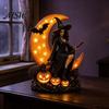 Spooky Halloween Party Supplies Witch Lamp, Gothic Crescent Moon LED Night Light, Resin Home Decor Decorative Table Lamp for Bedroom Bookshelf Unique