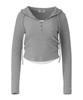 ZEROPLANET Eva Button Layered Knit Hoodie [Melange]