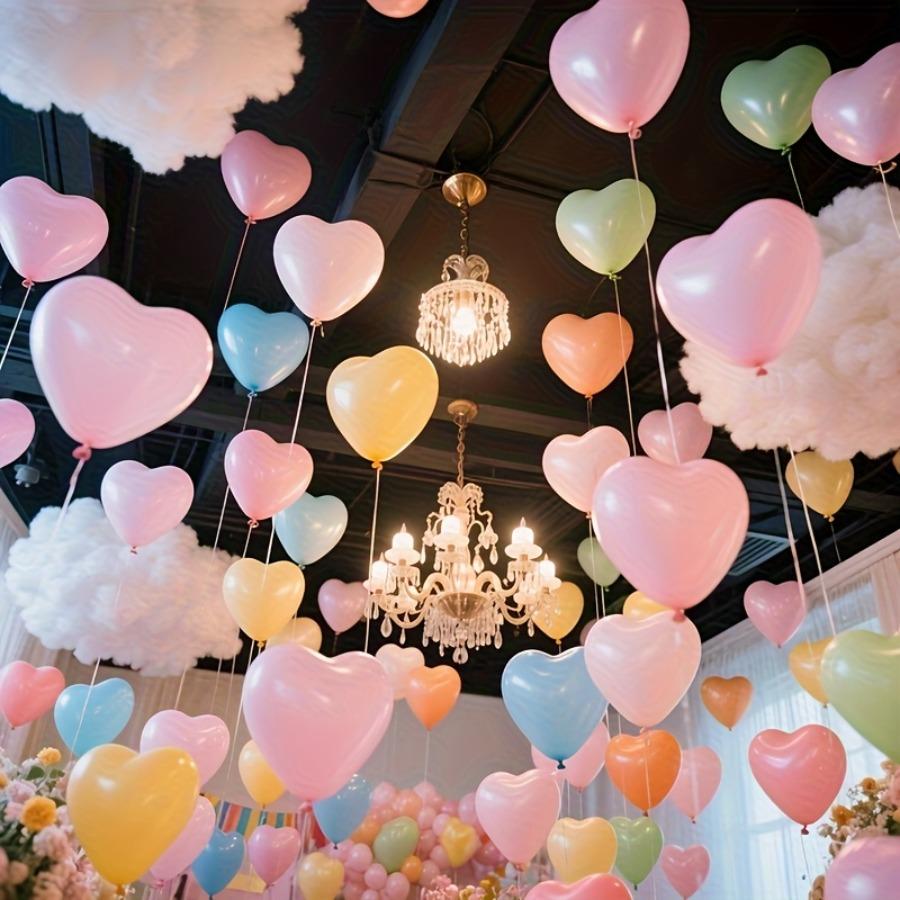 50pcs of 25.4 Cm Macaron Heart Balloons, Colorful Designs for Weddings, Birthdays, New Year, Valentine'S Day, And Festive Party Decorations