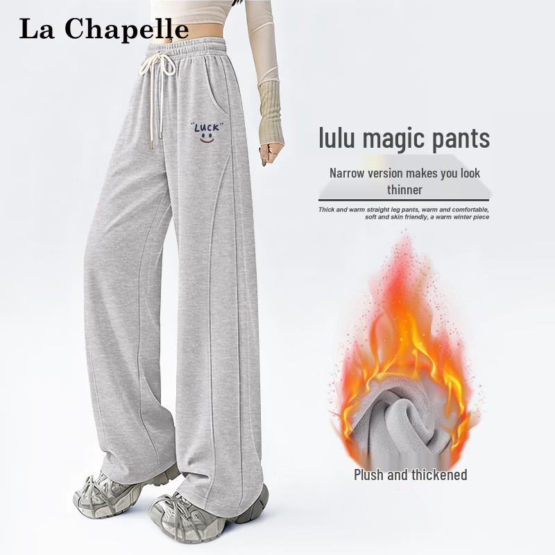 La Chapelle Women s 2026 Fleece-Lined High-Waist Straight-Leg Pants S