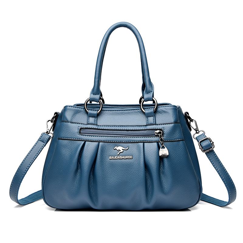 

Вместительная сумка-тоут для женщин/Кожаная Женская/Женская Кожаная Сумка с Драпировкой синий